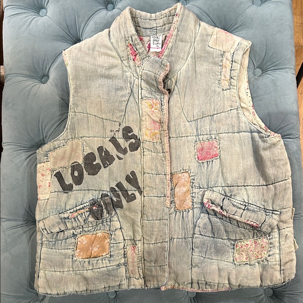 Magnolia Pearl Denim Patched Puffer Vest